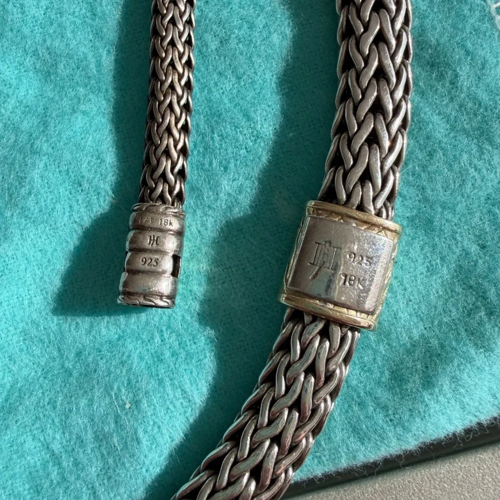John Hardy Wheat Choker Necklace .925 Silver 18K Gold and Bracelet - Picture 3 of 10